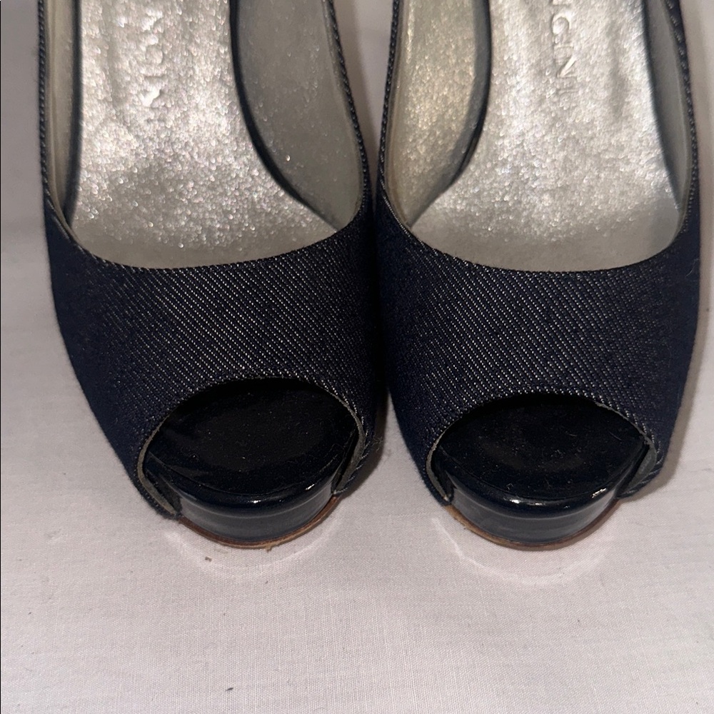 Rene Mancini Jean Peep Toe Slingback Heels - Picture 4 of 9